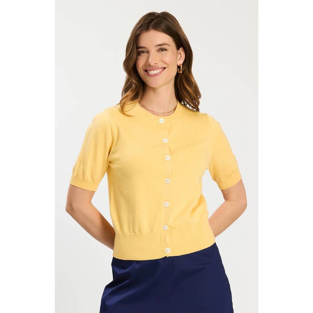 NEW TYLER BOE kit short sleeve cardigan in pale marigold